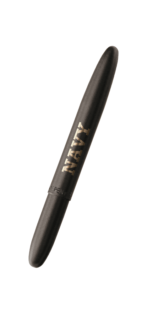 Closed 400BUSN matte black bullet space pen with NAVY engraving
