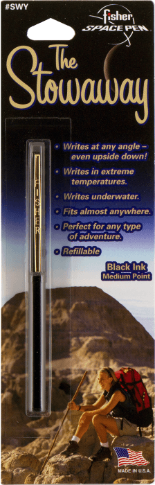 Black Stowaway Space Pen, Clip-2