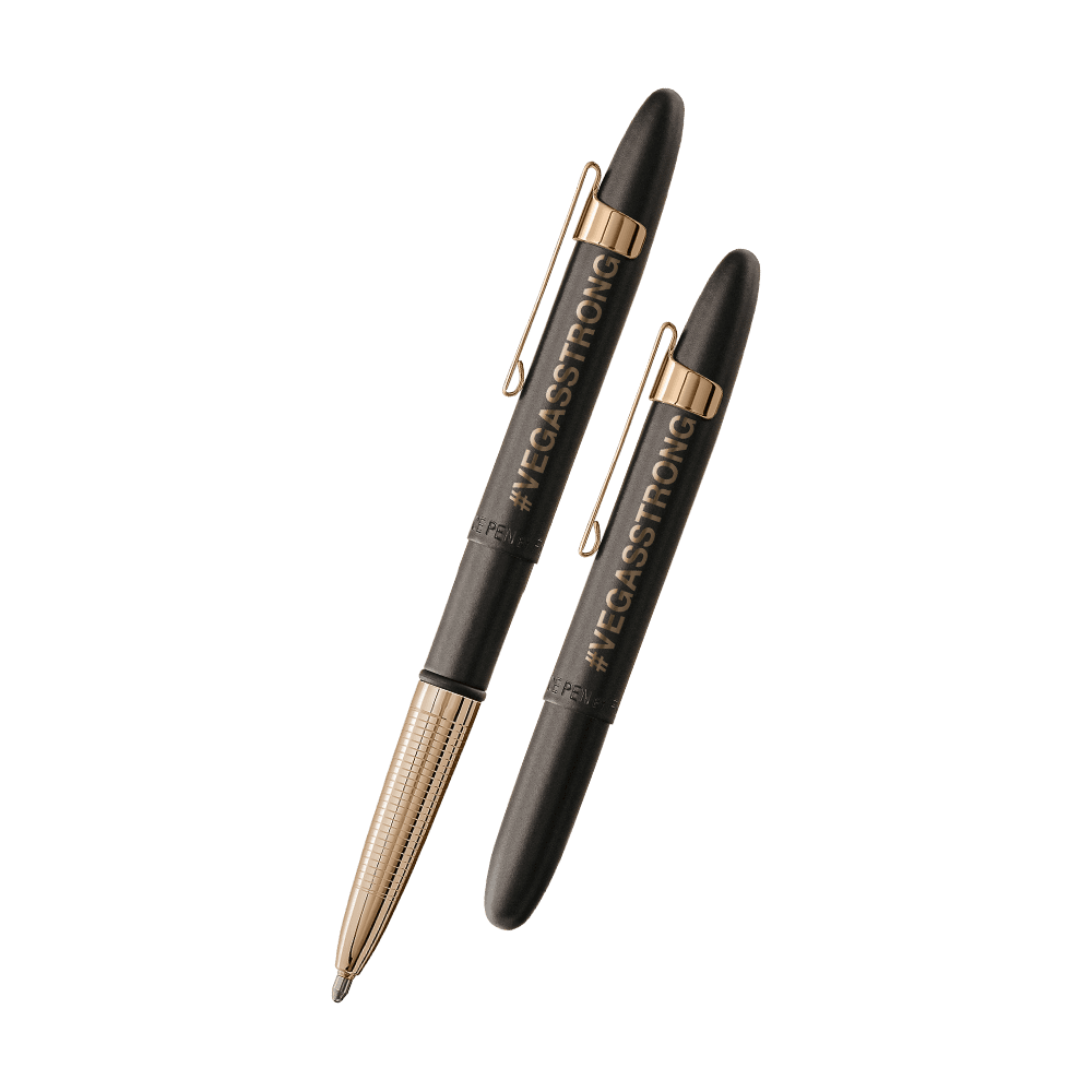 Left: open 400BGVSGCL with cap on end of pen revealing gold colored grip
Right: closed 400BGVSGCL