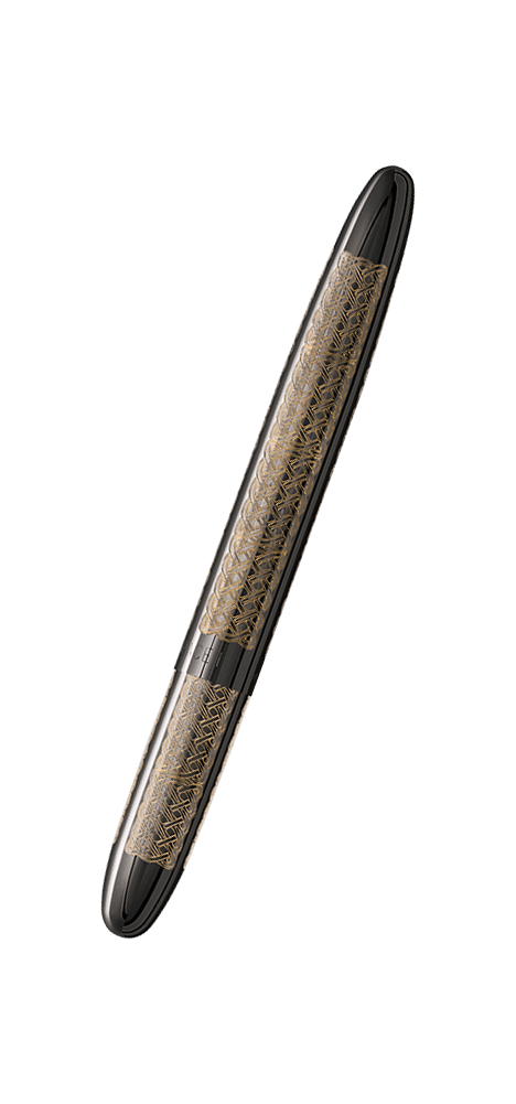 Closed 400BTN-CK black titanium nitride bullet space pen with Celtic knot engraving