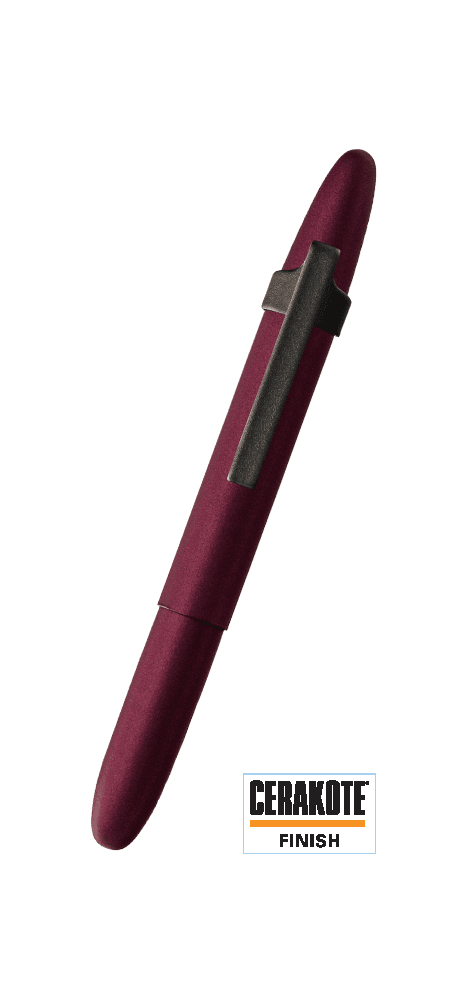 Closed 400H-319-BCL Black Cherry Cerakote bullet space pen with matte black clip