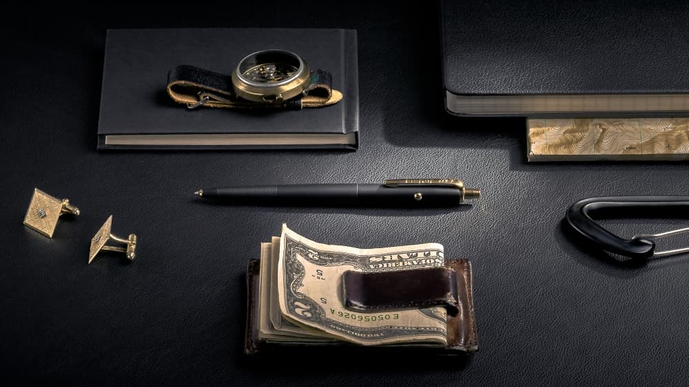 Graphite Black Cerakote Astronaut Space Pen, Solar Flare Gold Titanium Accents-3