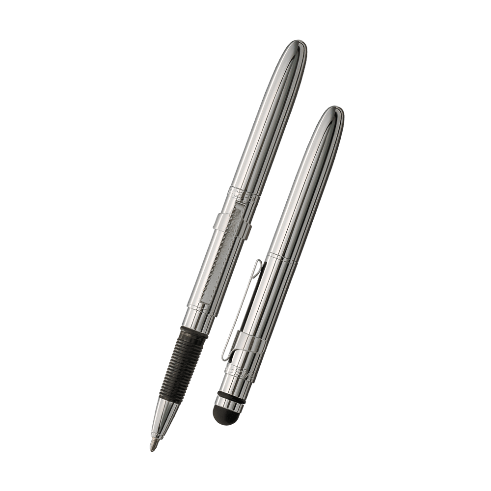 Chrome Bullet Grip Space Pen, Clip, Stylus-1