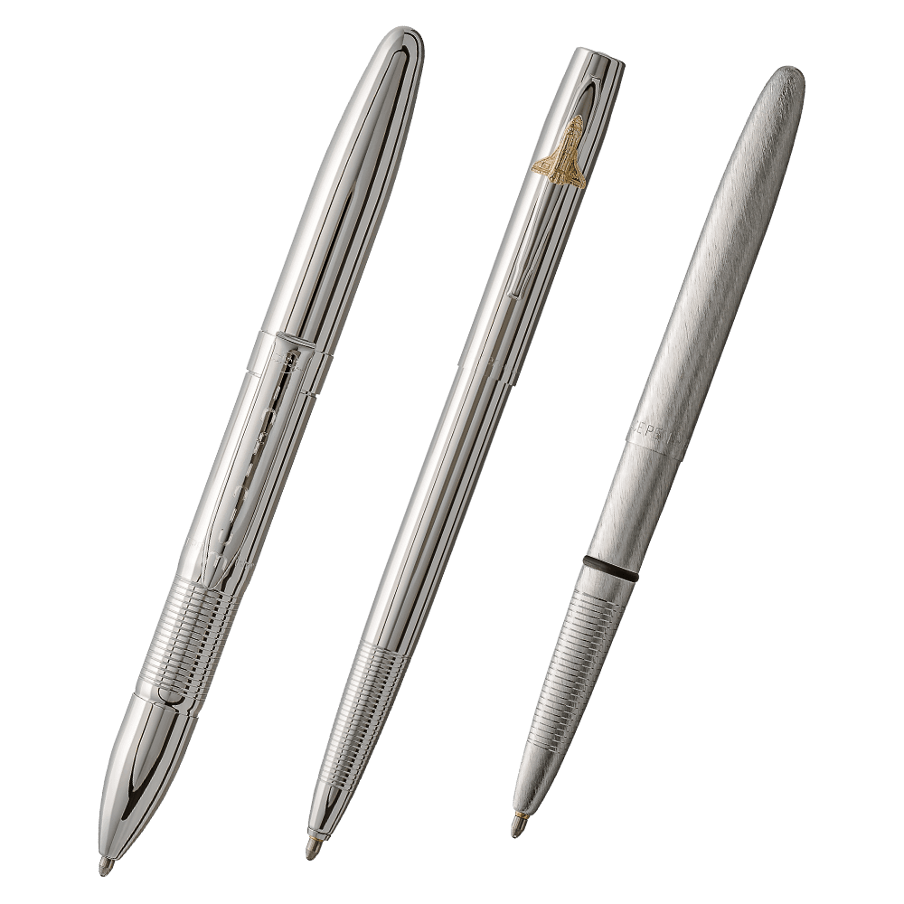 BUNDLE 3-PACK - Chrome Infinium (Blue Ink), Chrome Cap-O-Matic with Shuttle Emblem, Brushed Chrome Bullet-0