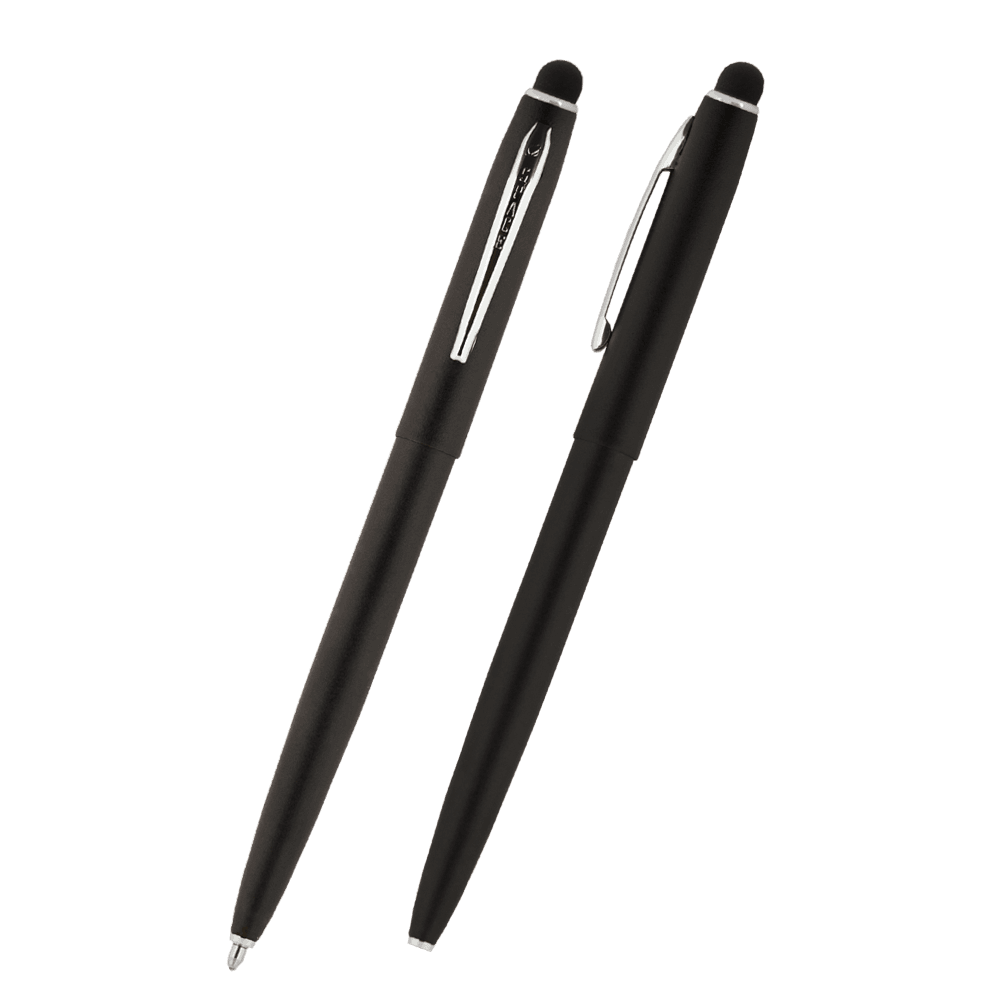 Matte Black Cap-O-Matic Space Pen, Chrome Accents, Stylus-1