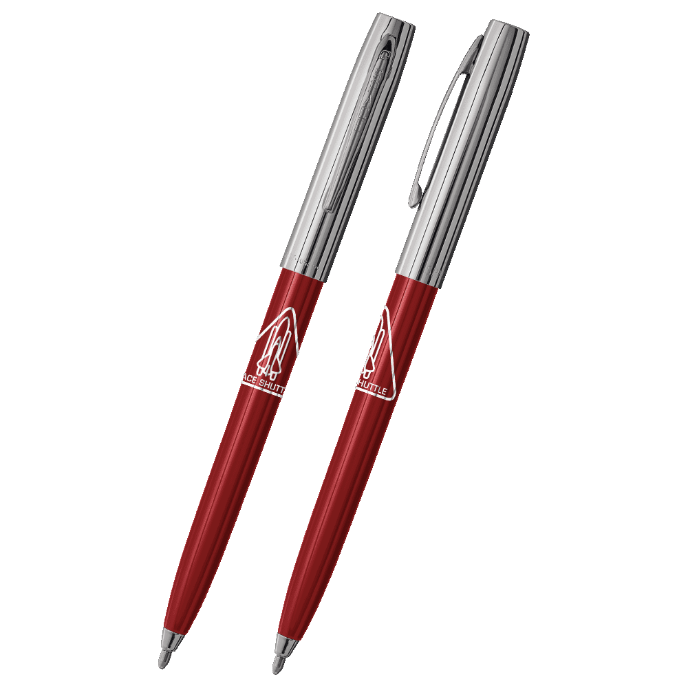Red & Chrome Cap-O-Matic Space Pen, Shuttle Imprint-1