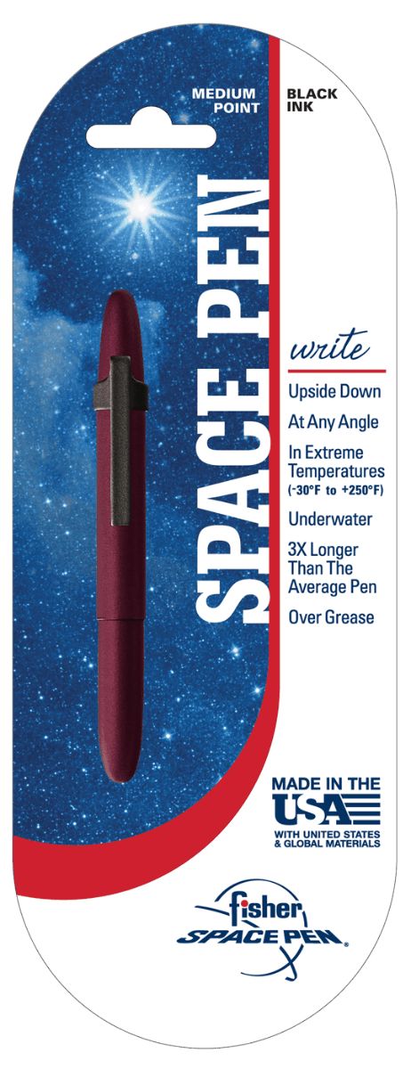 Black Cherry Cerakote Bullet Space Pen, Black Clip, Blister Carded-2