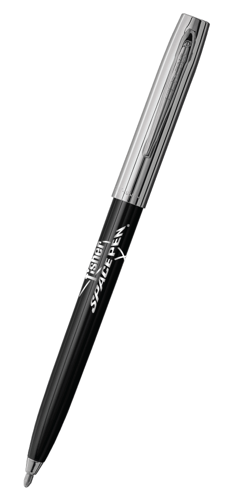 Black & Chrome Cap-O-Matic Space Pen, Fisher Space Pen Logo-0