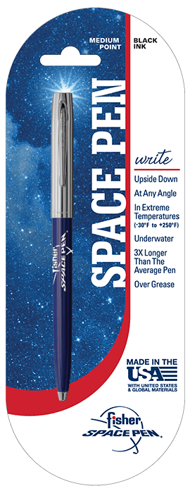 Blue & Chrome Cap-O-Matic Space Pen, Fisher Space Pen Logo-2