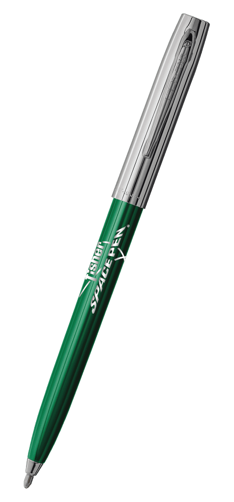 Green & Chrome Cap-O-Matic Space Pen, Fisher Space Pen Logo-0