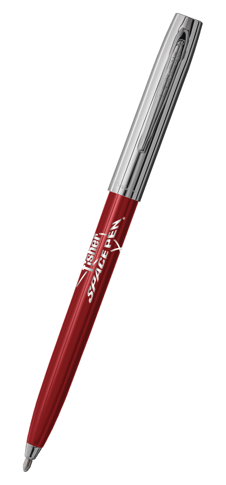 Red & Chrome Cap-O-Matic Space Pen, Fisher Space Pen Logo-0