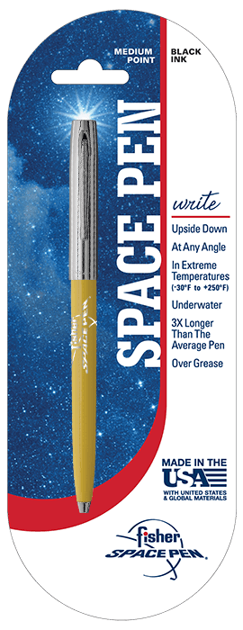 Yellow & Chrome Cap-O-Matic Space Pen, Fisher Space Pen Logo-2