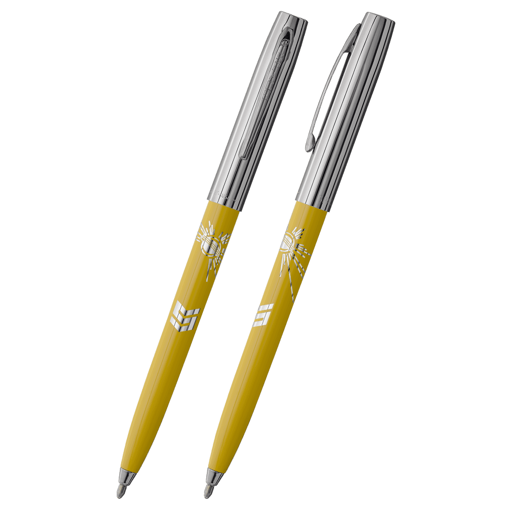 Yellow & Chrome Cap-O-Matic Space Pen, STEM-1