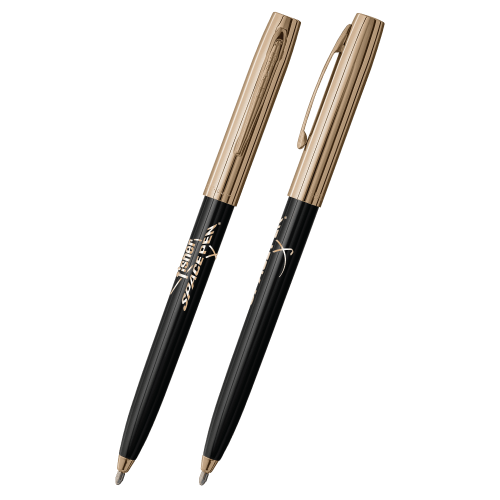 Black & Gold Cap-O-Matic Space Pen, Fisher Space Pen Logo-1