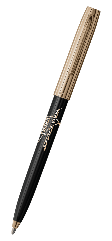 Black & Gold Cap-O-Matic Space Pen, Fisher Space Pen Logo-0