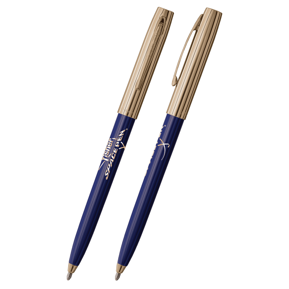 Blue & Gold Cap-O-Matic Space Pen, Fisher Space Pen Logo-1