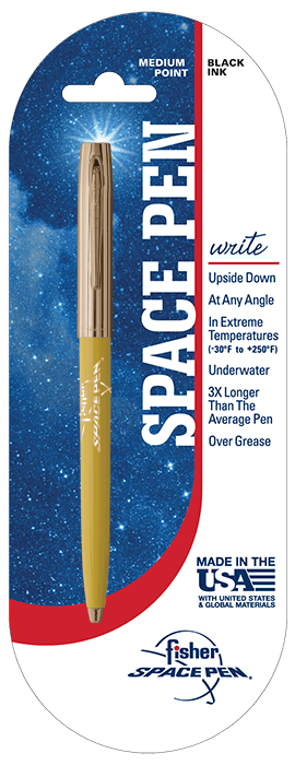 Yellow & Gold Cap-O-Matic Space Pen, Fisher Space Pen Logo-2