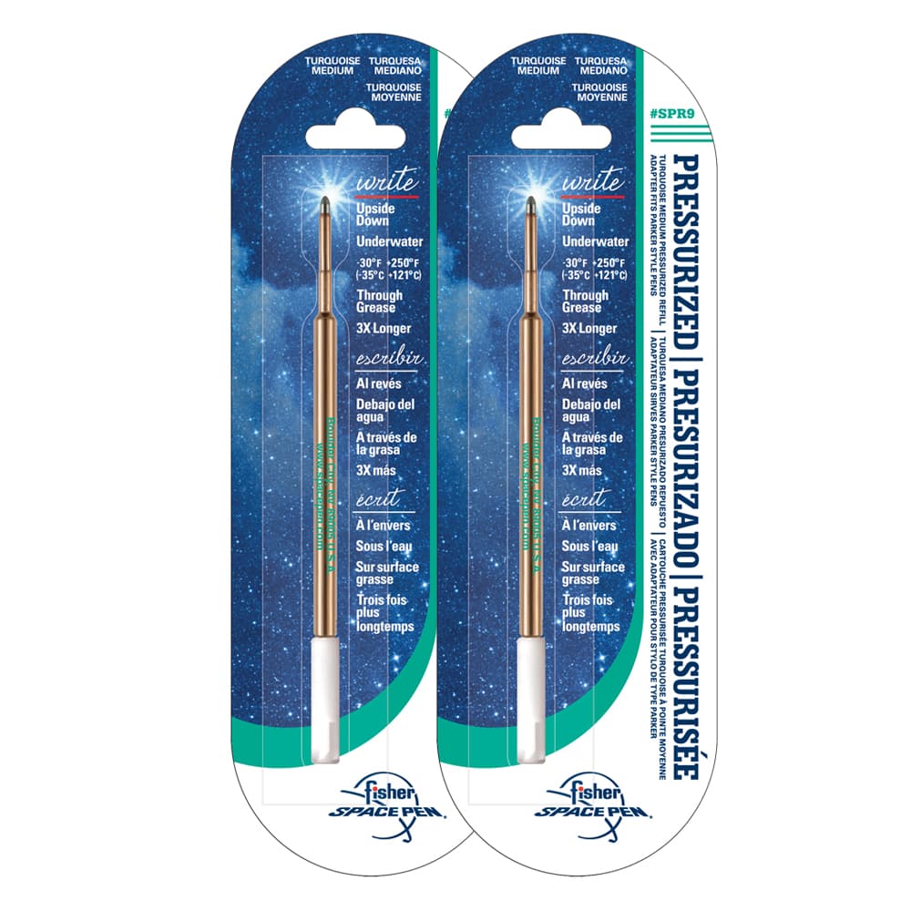 Turquoise Ink, Medium Point Space Pen Pressurized Refill – Set of 2-0