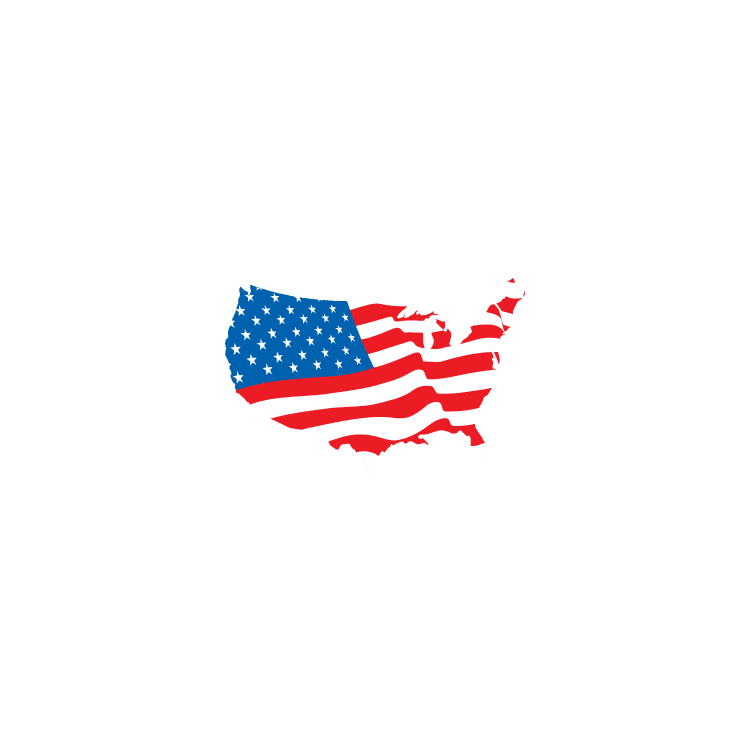 Imprint mark for US flag shaped like the United States
